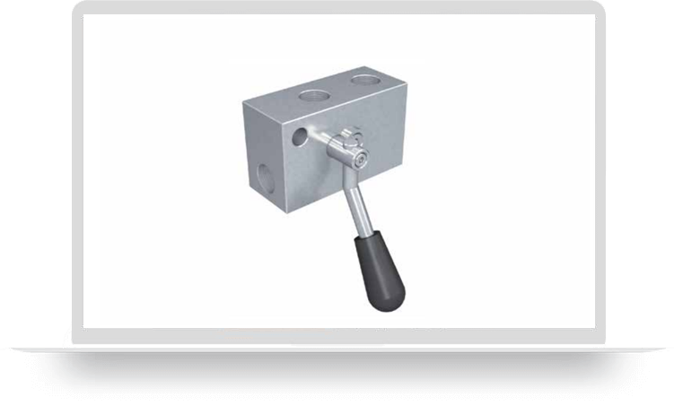 Single pilot operated check valve with manual shut-off right